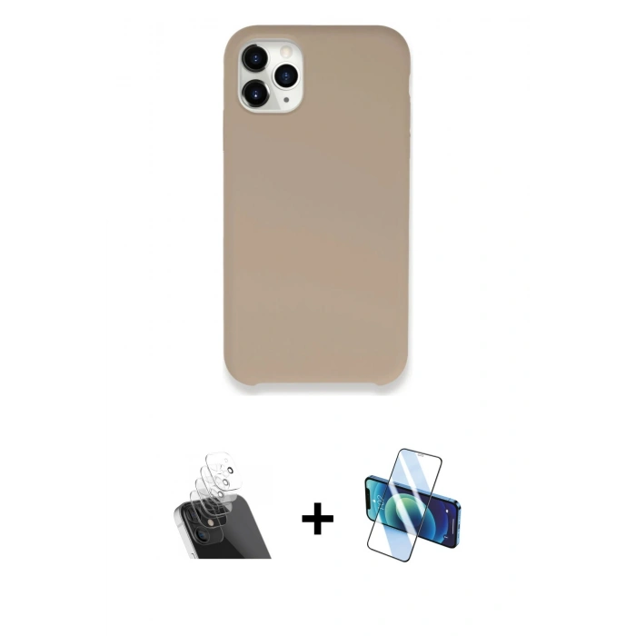 MARSİLYAN™- iPhone 11 Pro Kılıf Zirve Modern Özel Seri - Siyah 3D Antistatik Seramik Nano Ekran Koruyucu + Kamera Lens Koruma Cam - SF
