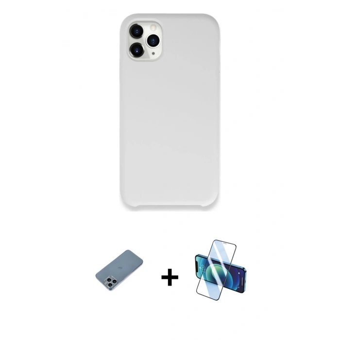 MARSİLYAN™- iPhone 11 Pro Kılıf Zirve Modern Özel Seri - Siyah 3D Antistatik Seramik Nano Ekran Koruyucu + Shine Kamera Lens Koruma Cam - SABE