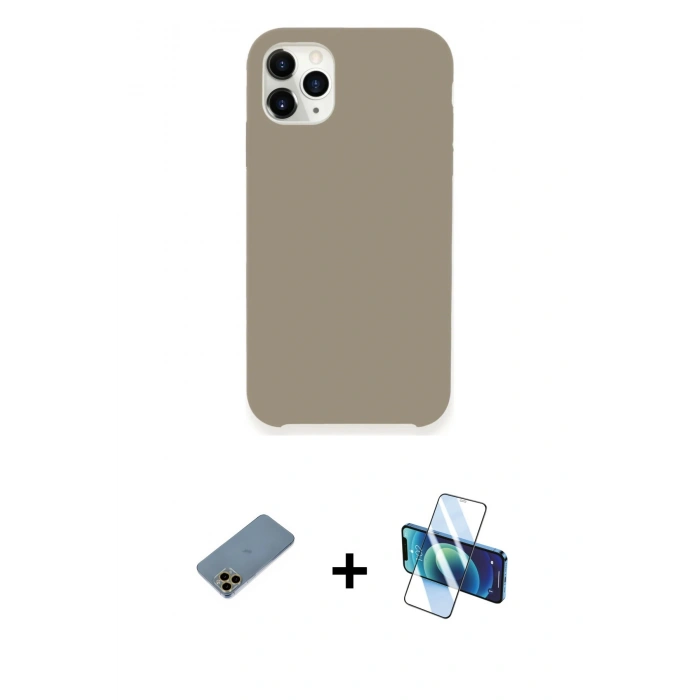 MARSİLYAN™- iPhone 11 Pro Kılıf Zirve Modern Özel Seri - Siyah 3D Antistatik Seramik Nano Ekran Koruyucu + Shine Kamera Lens Koruma Cam - GD