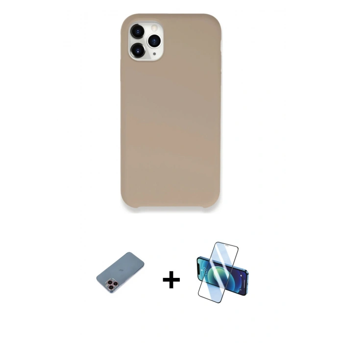 MARSİLYAN™- iPhone 11 Pro Kılıf Zirve Modern Özel Seri - Siyah 3D Antistatik Seramik Nano Ekran Koruyucu + Shine Kamera Lens Koruma Cam - PE