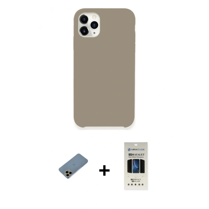 MARSİLYAN™- iPhone 11 Pro Kılıf Zirve Modern Özel Seri - Siyah 5D Hayalet Cam Ekran Koruyucu + Shine Kamera Lens Koruma Cam - GD