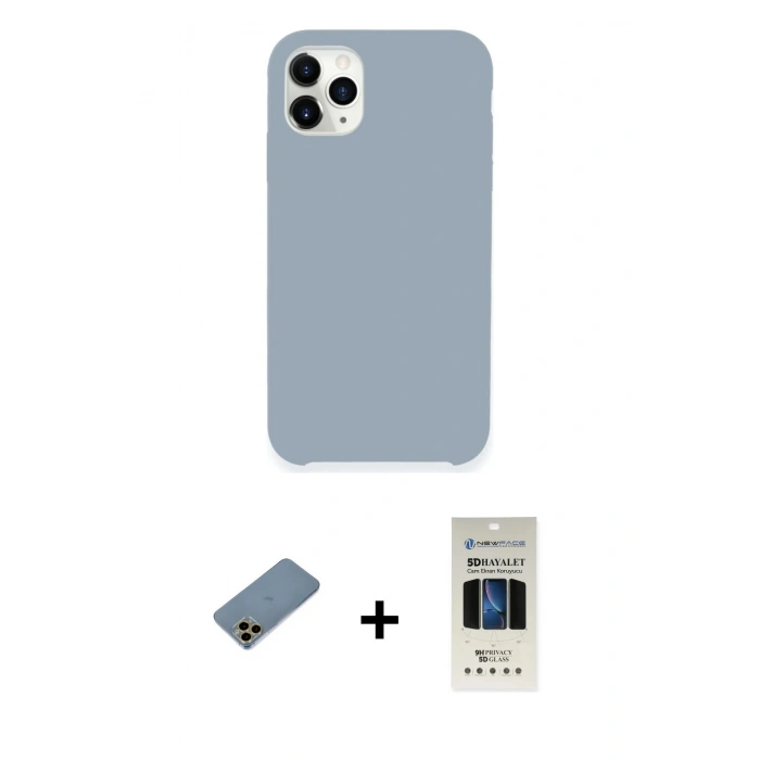MARSİLYAN™- iPhone 11 Pro Kılıf Zirve Modern Özel Seri - Siyah 5D Hayalet Cam Ekran Koruyucu + Shine Kamera Lens Koruma Cam - GD
