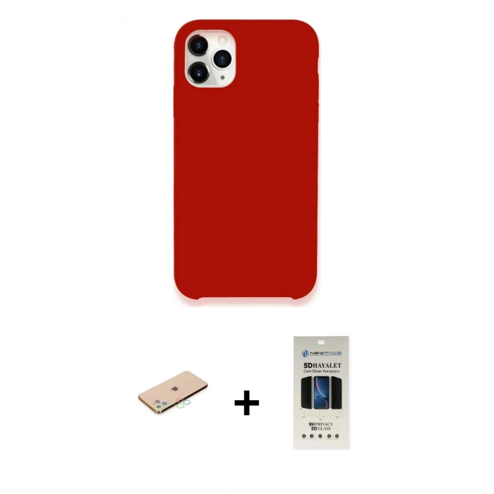 MARSİLYAN™- iPhone 11 Pro Kılıf Zirve Modern Özel Seri - Siyah 5D Hayalet Cam Ekran Koruyucu + Renkli Kamera Lens Koruma Cam - MI