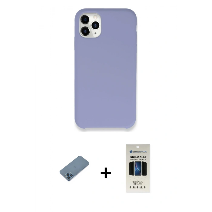 MARSİLYAN™- iPhone 11 Pro Kılıf Zirve Modern Özel Seri - Siyah 5D Hayalet Cam Ekran Koruyucu + Shine Kamera Lens Koruma Cam - MI