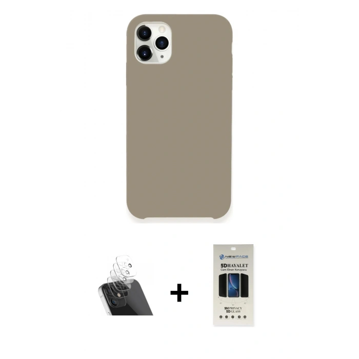 MARSİLYAN™- iPhone 11 Pro Kılıf Zirve Modern Özel Seri - Siyah 5D Hayalet Cam Ekran Koruyucu + Kamera Lens Koruma Cam - SF