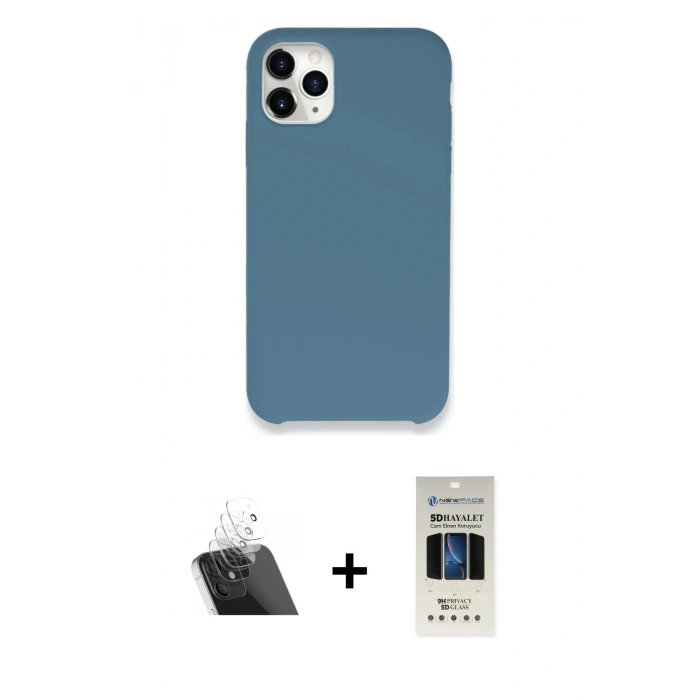 MARSİLYAN™- iPhone 11 Pro Kılıf Zirve Modern Özel Seri - Siyah 5D Hayalet Cam Ekran Koruyucu + Kamera Lens Koruma Cam - SF