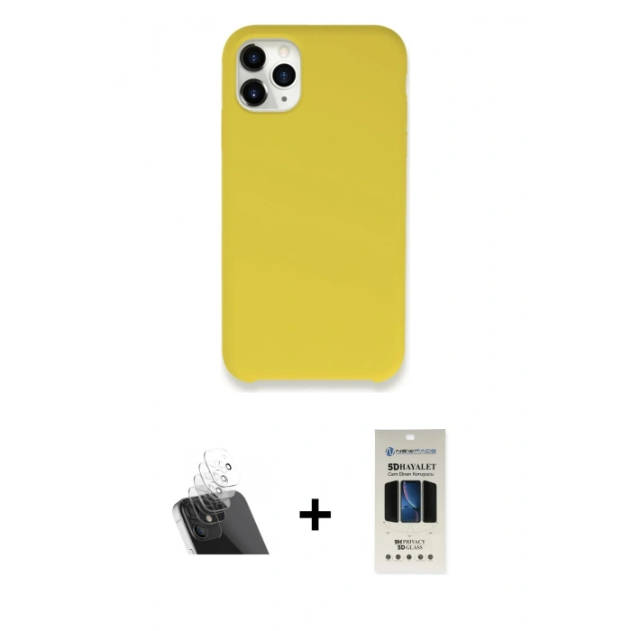 MARSİLYAN™- iPhone 11 Pro Kılıf Zirve Modern Özel Seri - Siyah 5D Hayalet Cam Ekran Koruyucu + Kamera Lens Koruma Cam - SF