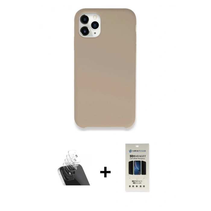 MARSİLYAN™- iPhone 11 Pro Kılıf Zirve Modern Özel Seri - Siyah 5D Hayalet Cam Ekran Koruyucu + Kamera Lens Koruma Cam - SF