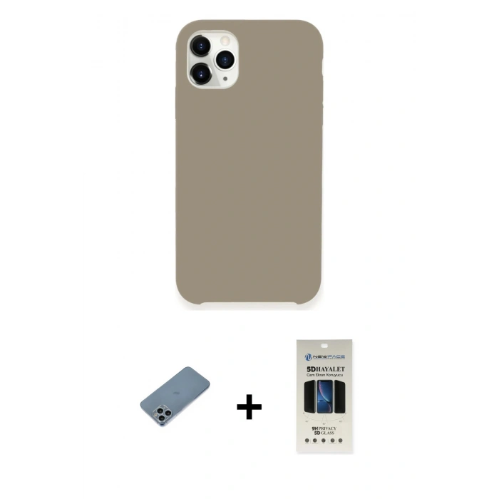 MARSİLYAN™- iPhone 11 Pro Kılıf Zirve Modern Özel Seri - Siyah 5D Hayalet Cam Ekran Koruyucu + Shine Kamera Lens Koruma Cam - SABE