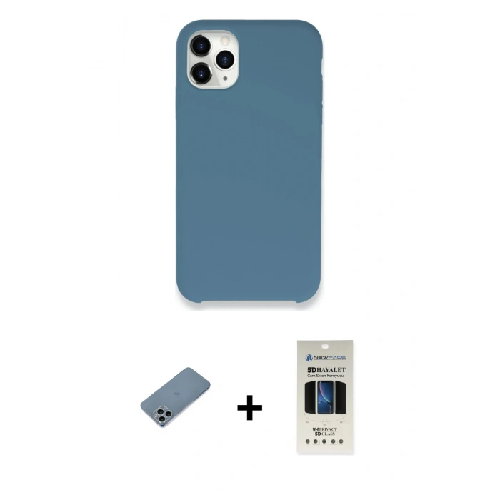 MARSİLYAN™- iPhone 11 Pro Kılıf Zirve Modern Özel Seri - Siyah 5D Hayalet Cam Ekran Koruyucu + Shine Kamera Lens Koruma Cam - SABE