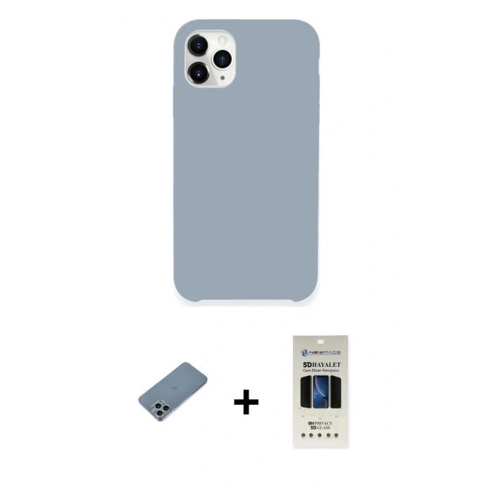 MARSİLYAN™- iPhone 11 Pro Kılıf Zirve Modern Özel Seri - Siyah 5D Hayalet Cam Ekran Koruyucu + Shine Kamera Lens Koruma Cam - SABE