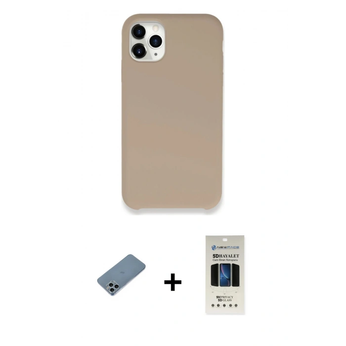MARSİLYAN™- iPhone 11 Pro Kılıf Zirve Modern Özel Seri - Siyah 5D Hayalet Cam Ekran Koruyucu + Shine Kamera Lens Koruma Cam - SABE