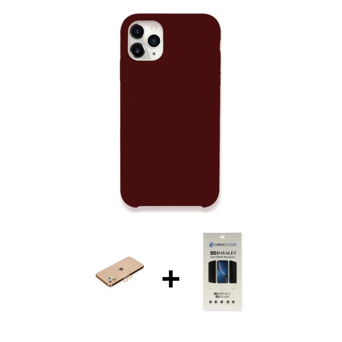 MARSİLYAN™- iPhone 11 Pro Kılıf Zirve Modern Özel Seri - Siyah 5D Hayalet Cam Ekran Koruyucu + Renkli Kamera Lens Koruma Cam - TU