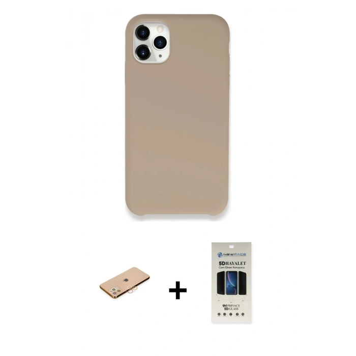 MARSİLYAN™- iPhone 11 Pro Kılıf Zirve Modern Özel Seri - Siyah 5D Hayalet Cam Ekran Koruyucu + Renkli Kamera Lens Koruma Cam - TU