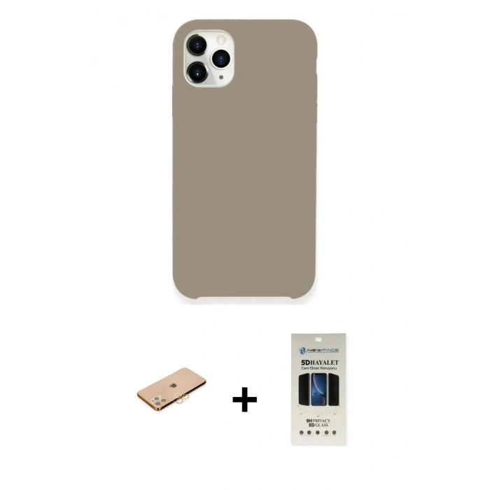 MARSİLYAN™- iPhone 11 Pro Kılıf Zirve Modern Özel Seri - Siyah 5D Hayalet Cam Ekran Koruyucu + Renkli Kamera Lens Koruma Cam - TU