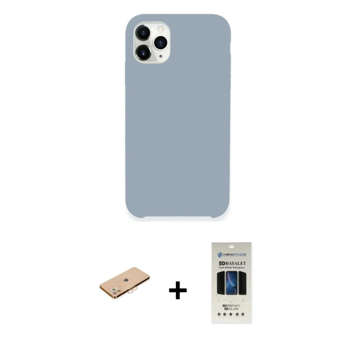 MARSİLYAN™- iPhone 11 Pro Kılıf Zirve Modern Özel Seri - Siyah 5D Hayalet Cam Ekran Koruyucu + Renkli Kamera Lens Koruma Cam - TU