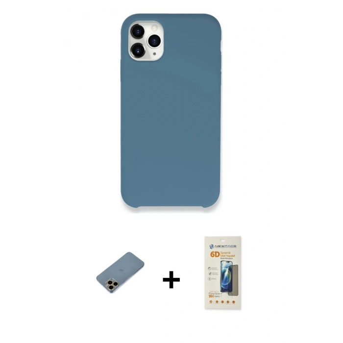 MARSİLYAN™- iPhone 11 Pro Kılıf Zirve Modern Özel Seri - Siyah 6D Mat Seramik Hayalet Nano Ekran Koruyucu + Shine Kamera Lens Koruma Cam - GD