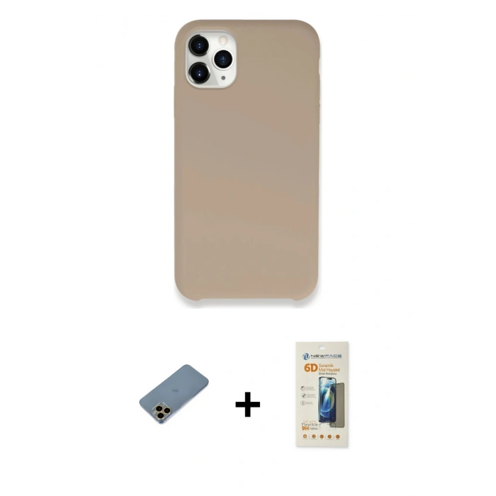 MARSİLYAN™- iPhone 11 Pro Kılıf Zirve Modern Özel Seri - Siyah 6D Mat Seramik Hayalet Nano Ekran Koruyucu + Shine Kamera Lens Koruma Cam - GD