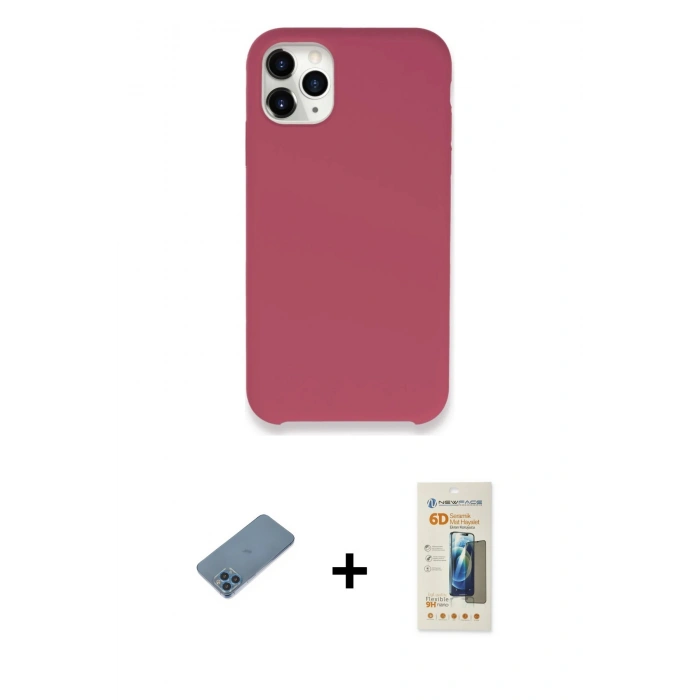 MARSİLYAN™- iPhone 11 Pro Kılıf Zirve Modern Özel Seri - Siyah 6D Mat Seramik Hayalet Nano Ekran Koruyucu + Shine Kamera Lens Koruma Cam - MI