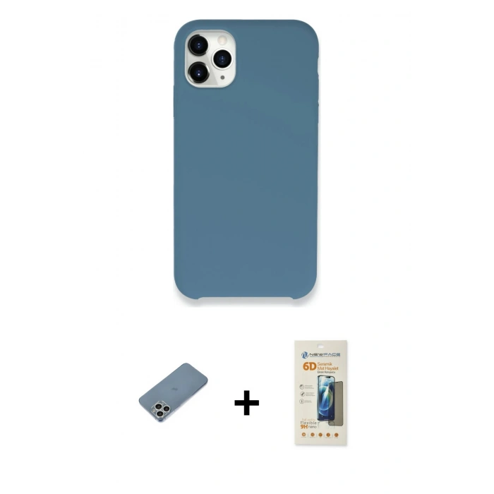 MARSİLYAN™- iPhone 11 Pro Kılıf Zirve Modern Özel Seri - Siyah 6D Mat Seramik Hayalet Nano Ekran Koruyucu + Shine Kamera Lens Koruma Cam - GS