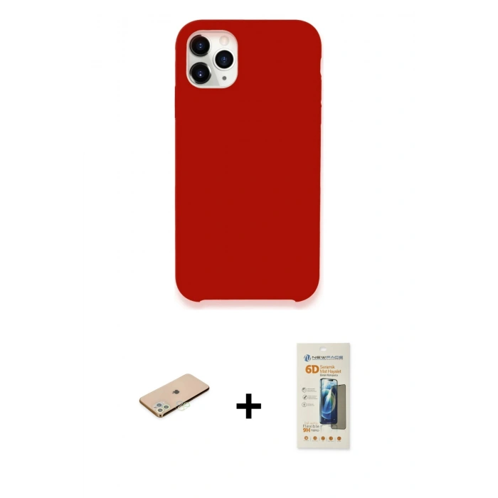 MARSİLYAN™- iPhone 11 Pro Kılıf Zirve Modern Özel Seri - Siyah 6D Mat Seramik Hayalet Nano Ekran Koruyucu + Renkli Kamera Lens Koruma Cam - YL