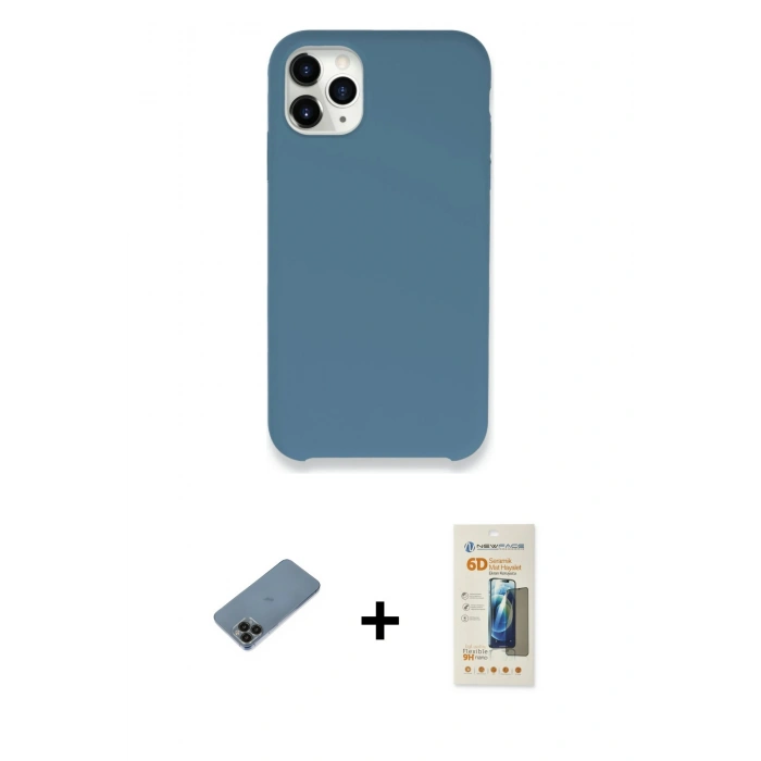 MARSİLYAN™- iPhone 11 Pro Kılıf Zirve Modern Özel Seri - Siyah 6D Mat Seramik Hayalet Nano Ekran Koruyucu + Shine Kamera Lens Koruma Cam - SH