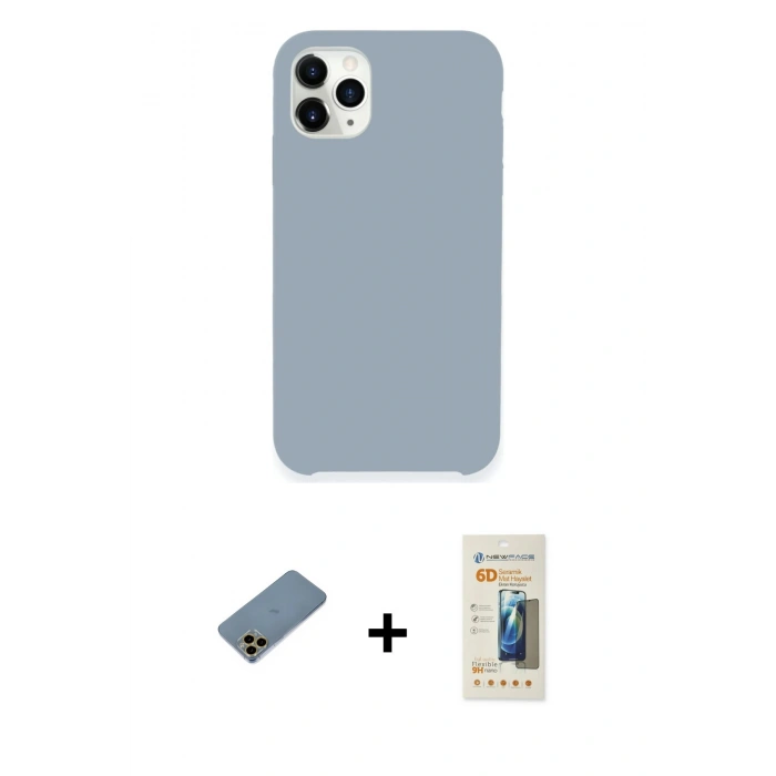 MARSİLYAN™- iPhone 11 Pro Kılıf Zirve Modern Özel Seri - Siyah 6D Mat Seramik Hayalet Nano Ekran Koruyucu + Shine Kamera Lens Koruma Cam - GD
