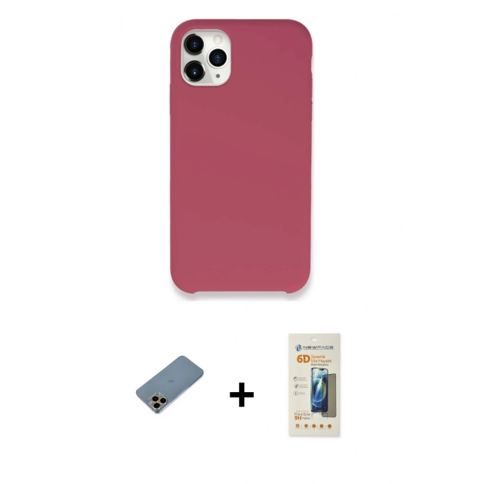 MARSİLYAN™- iPhone 11 Pro Kılıf Zirve Modern Özel Seri - Siyah 6D Mat Seramik Hayalet Nano Ekran Koruyucu + Shine Kamera Lens Koruma Cam - GD