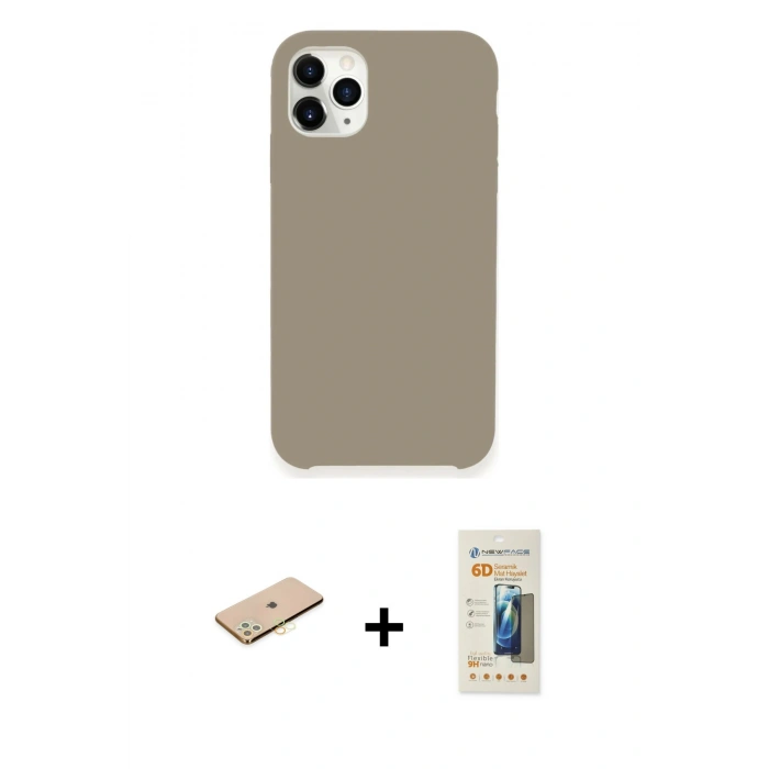 MARSİLYAN™- iPhone 11 Pro Kılıf Zirve Modern Özel Seri - Siyah 6D Mat Seramik Hayalet Nano Ekran Koruyucu + Renkli Kamera Lens Koruma Cam - SI