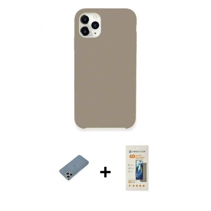 MARSİLYAN™- iPhone 11 Pro Kılıf Zirve Modern Özel Seri - Siyah 6D Mat Seramik Hayalet Nano Ekran Koruyucu + Shine Kamera Lens Koruma Cam - GS