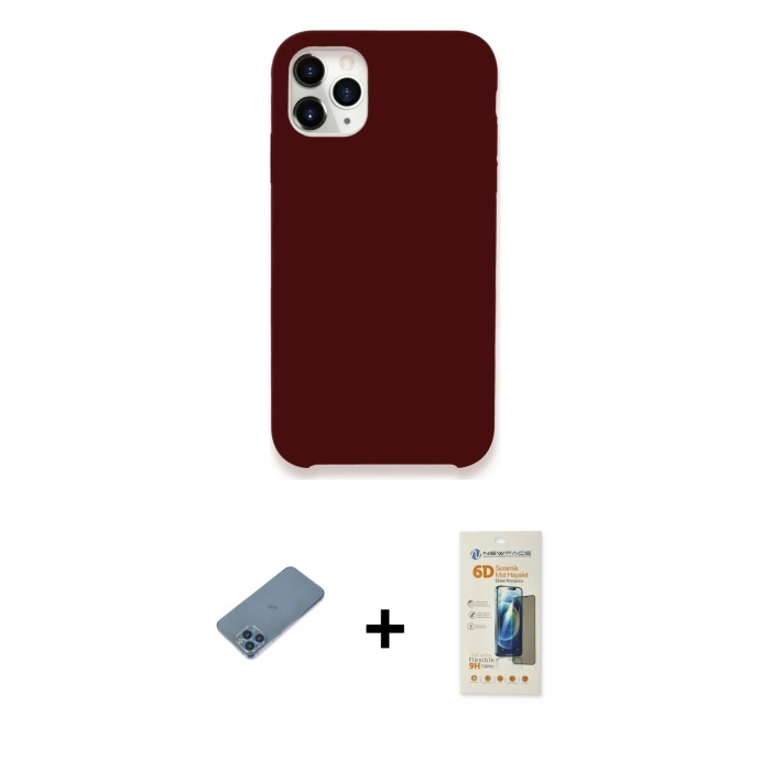 MARSİLYAN™- iPhone 11 Pro Kılıf Zirve Modern Özel Seri - Siyah 6D Mat Seramik Hayalet Nano Ekran Koruyucu + Shine Kamera Lens Koruma Cam - MI