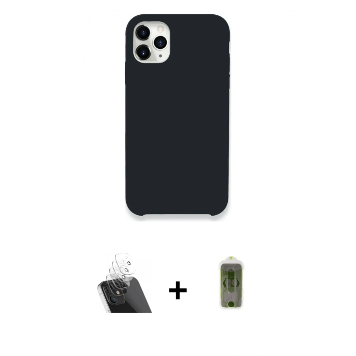 MARSİLYAN™- iPhone 11 Pro Kılıf Zirve Modern Özel Seri - Siyah Joko Magic 5D Hayalet Cam + Kamera Lens Koruma Cam - SF