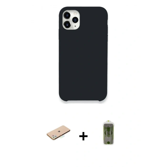MARSİLYAN™- iPhone 11 Pro Kılıf Zirve Modern Özel Seri - Siyah Joko Magic 5D Hayalet Cam + Renkli Kamera Lens Koruma Cam - MI