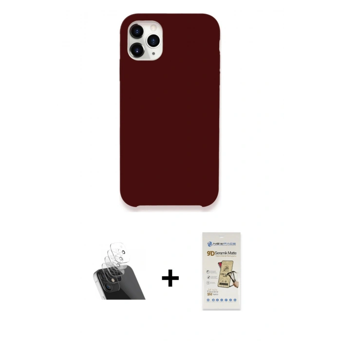 MARSİLYAN™- iPhone 11 Pro Kılıf Zirve Modern Özel Seri - Siyah Mat Seramik Nano Ekran Koruyucu + Kamera Lens Koruma Cam - SF