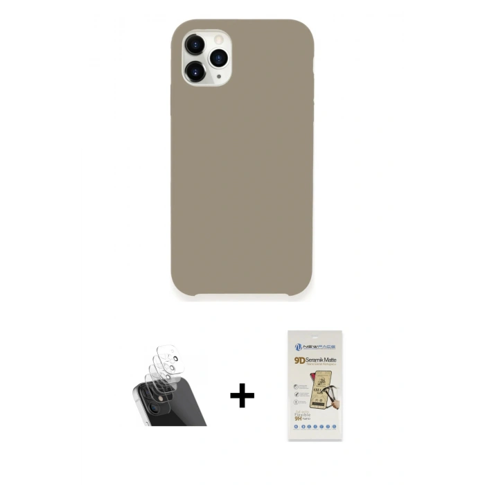 MARSİLYAN™- iPhone 11 Pro Kılıf Zirve Modern Özel Seri - Siyah Mat Seramik Nano Ekran Koruyucu + Kamera Lens Koruma Cam - SF