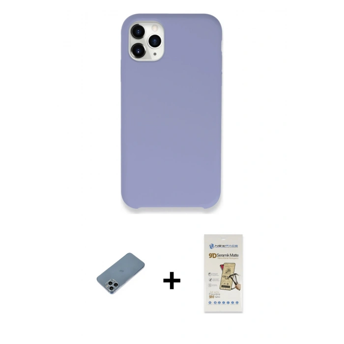 MARSİLYAN™- iPhone 11 Pro Kılıf Zirve Modern Özel Seri - Siyah Mat Seramik Nano Ekran Koruyucu + Shine Kamera Lens Koruma Cam - SABE