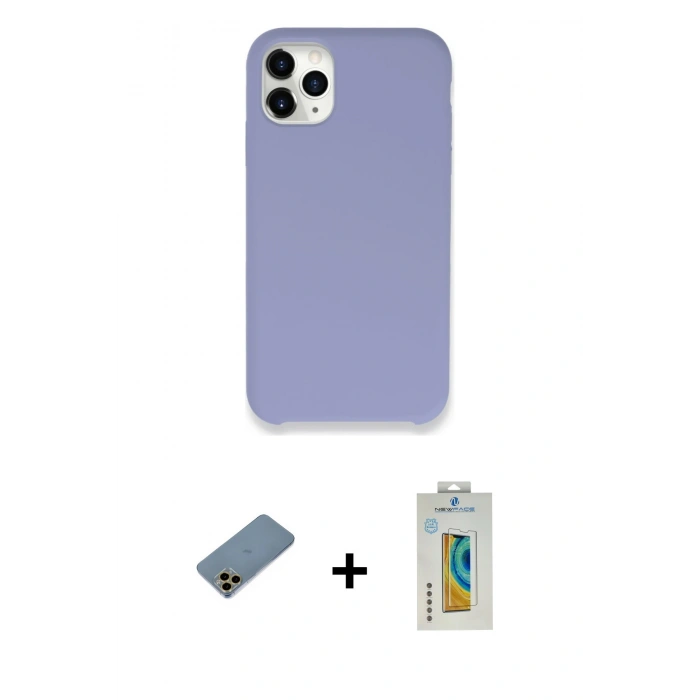 MARSİLYAN™- iPhone 11 Pro Kılıf Zirve Modern Özel Seri - Siyah Polymer Nano Ekran Koruyucu + Shine Kamera Lens Koruma Cam - GD