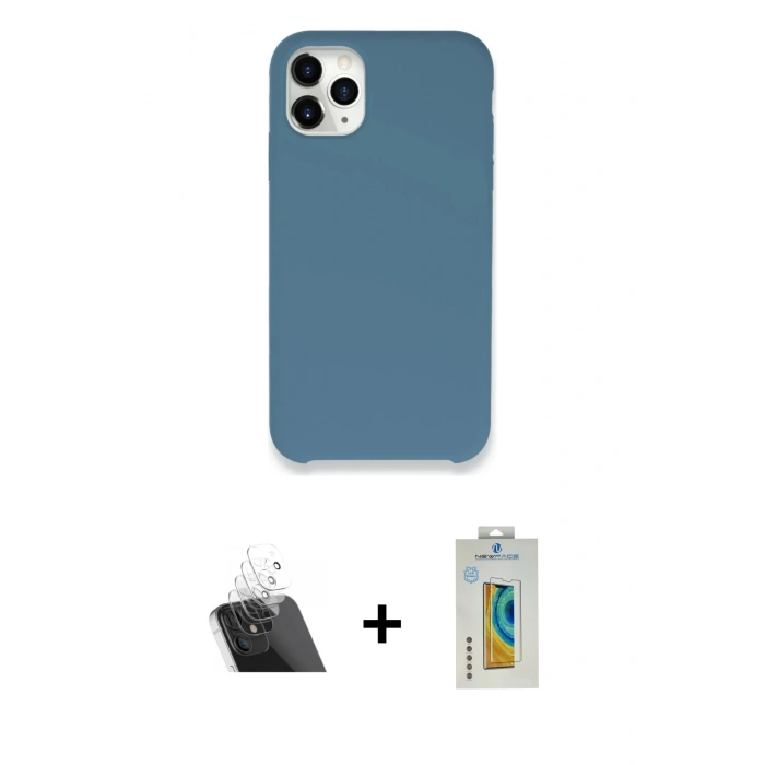 MARSİLYAN™- iPhone 11 Pro Kılıf Zirve Modern Özel Seri - Siyah Polymer Nano Ekran Koruyucu + Kamera Lens Koruma Cam - SF