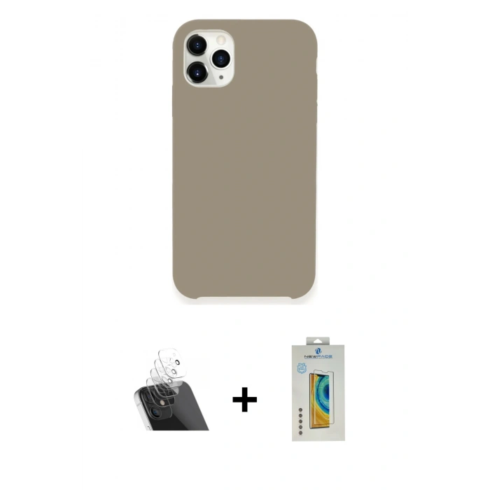MARSİLYAN™- iPhone 11 Pro Kılıf Zirve Modern Özel Seri - Siyah Polymer Nano Ekran Koruyucu + Kamera Lens Koruma Cam - SF
