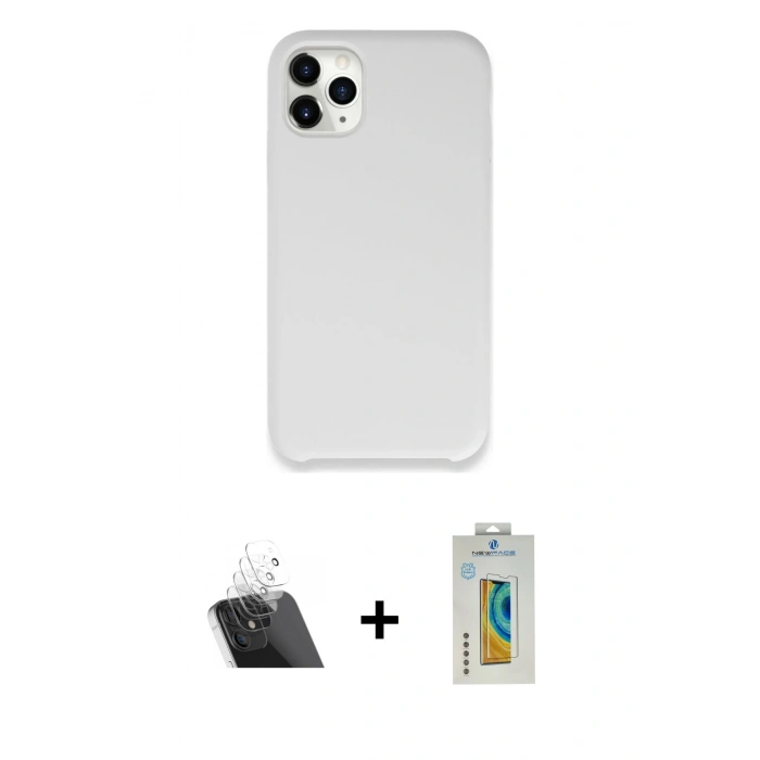 MARSİLYAN™- iPhone 11 Pro Kılıf Zirve Modern Özel Seri - Siyah Polymer Nano Ekran Koruyucu + Kamera Lens Koruma Cam - SF
