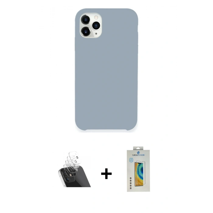 MARSİLYAN™- iPhone 11 Pro Kılıf Zirve Modern Özel Seri - Siyah Polymer Nano Ekran Koruyucu + Kamera Lens Koruma Cam - SF