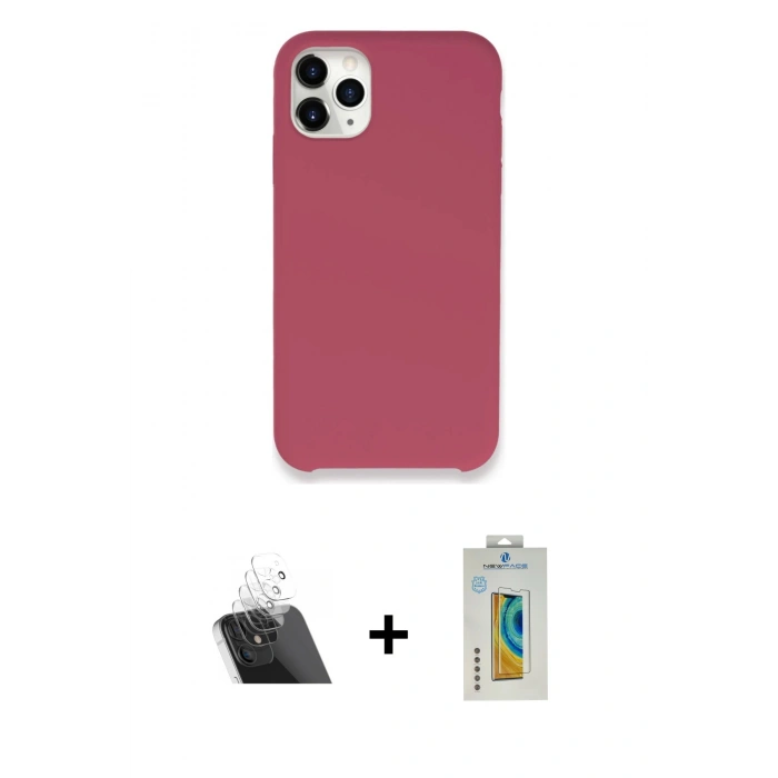 MARSİLYAN™- iPhone 11 Pro Kılıf Zirve Modern Özel Seri - Siyah Polymer Nano Ekran Koruyucu + Kamera Lens Koruma Cam - SF