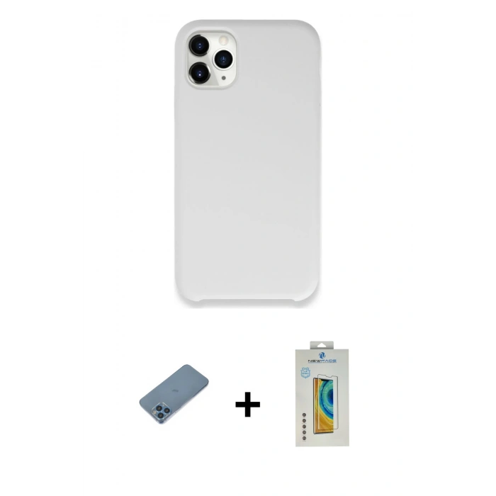 MARSİLYAN™- iPhone 11 Pro Kılıf Zirve Modern Özel Seri - Siyah Polymer Nano Ekran Koruyucu + Shine Kamera Lens Koruma Cam - MI