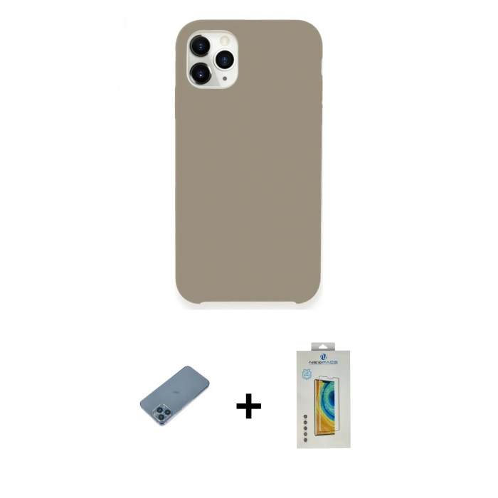 MARSİLYAN™- iPhone 11 Pro Kılıf Zirve Modern Özel Seri - Siyah Polymer Nano Ekran Koruyucu + Shine Kamera Lens Koruma Cam - MI