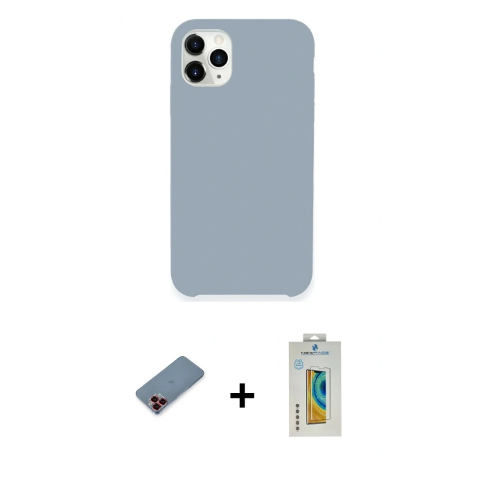 MARSİLYAN™- iPhone 11 Pro Kılıf Zirve Modern Özel Seri - Siyah Polymer Nano Ekran Koruyucu + Metal Kamera Lens Koruma Cam - KI