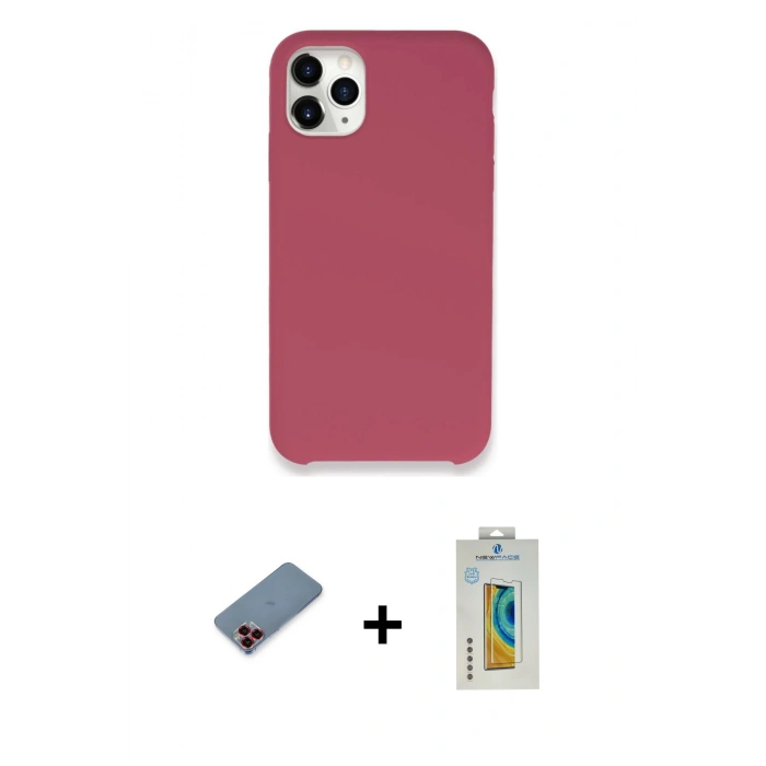 MARSİLYAN™- iPhone 11 Pro Kılıf Zirve Modern Özel Seri - Siyah Polymer Nano Ekran Koruyucu + Metal Kamera Lens Koruma Cam - KI