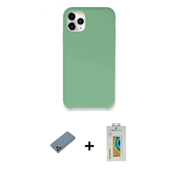 MARSİLYAN™- iPhone 11 Pro Kılıf Zirve Modern Özel Seri - Siyah Polymer Nano Ekran Koruyucu + Shine Kamera Lens Koruma Cam - GI