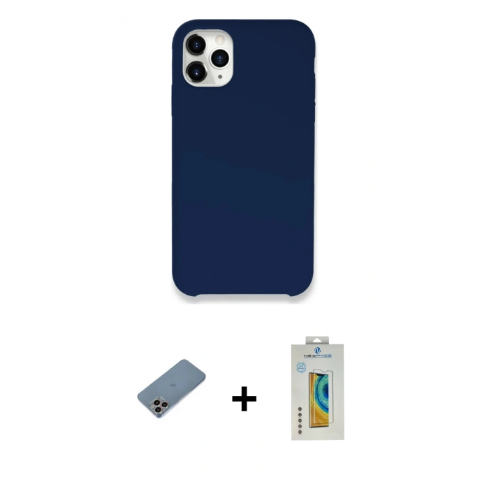 MARSİLYAN™- iPhone 11 Pro Kılıf Zirve Modern Özel Seri - Siyah Polymer Nano Ekran Koruyucu + Shine Kamera Lens Koruma Cam - GI