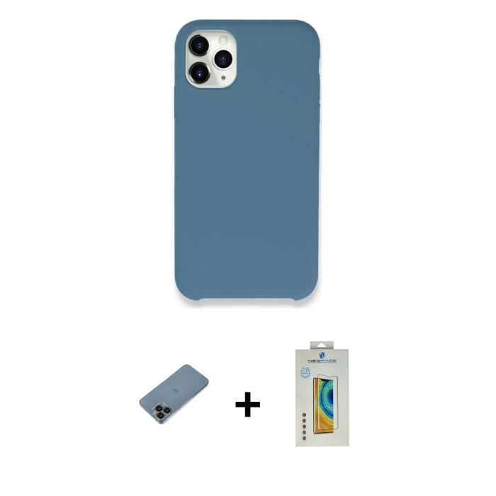 MARSİLYAN™- iPhone 11 Pro Kılıf Zirve Modern Özel Seri - Siyah Polymer Nano Ekran Koruyucu + Siyah Shine Kamera Lens Koruma Cam