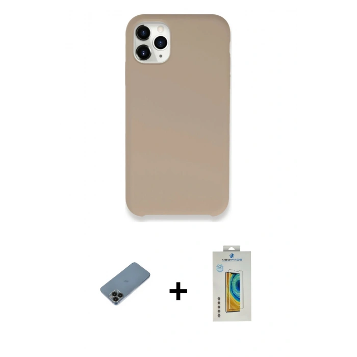MARSİLYAN™- iPhone 11 Pro Kılıf Zirve Modern Özel Seri - Siyah Polymer Nano Ekran Koruyucu + Siyah Shine Kamera Lens Koruma Cam